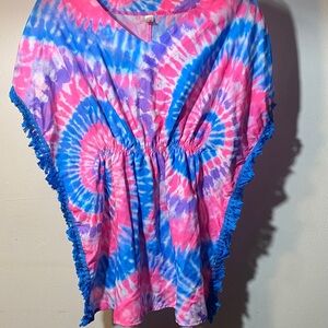 SO Pink and Blue Tie-Dye Top